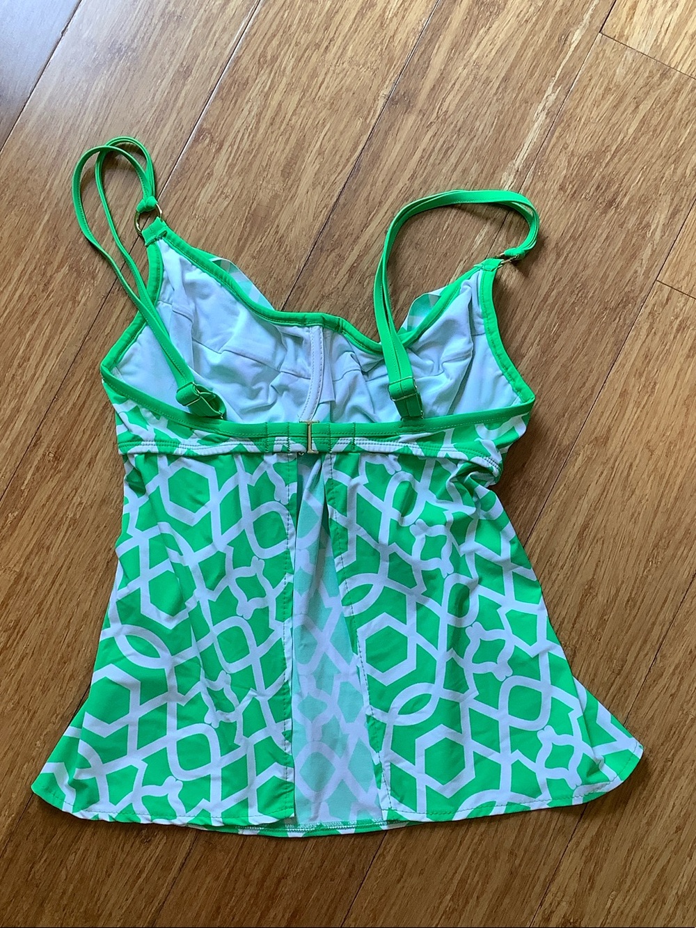 Tara Grinna Green Geometric Women’s Tankini Top - Swim - Picture 2 of 6